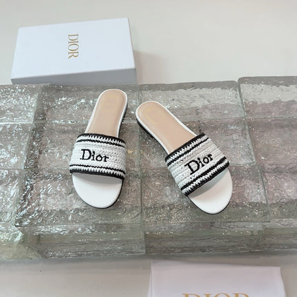 DIOR 26S WOVEN-STRAP SANDALS IN WHITE CALFSKIN