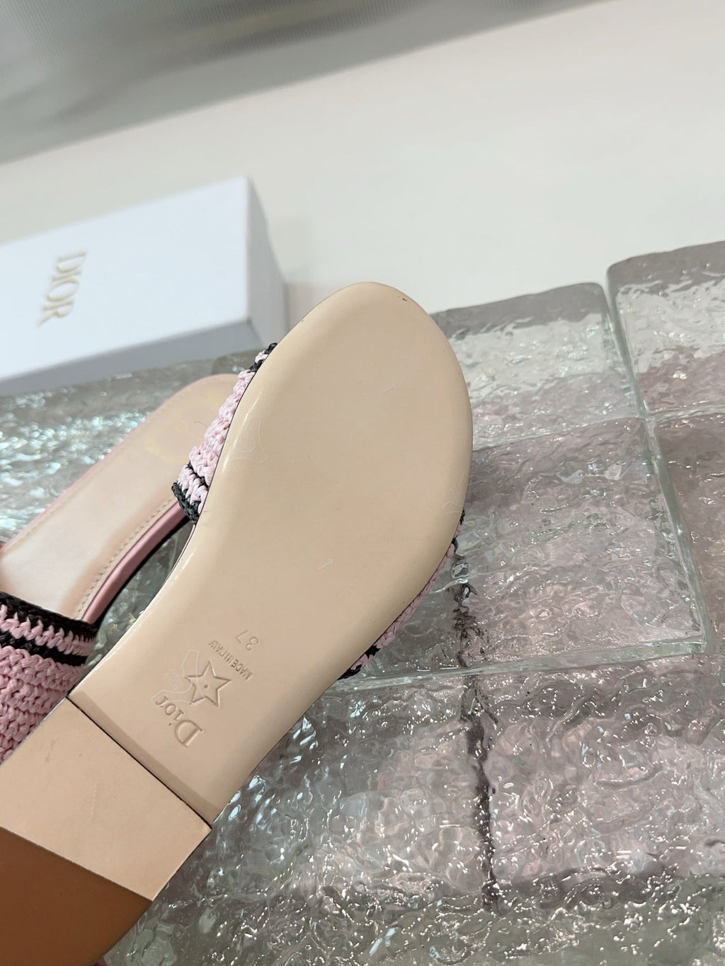 DIOR 26S WOVEN-STRAP SANDALS IN LIGHT PINK CALFSKIN