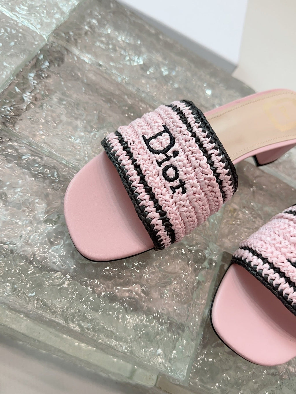DIOR 26S WOVEN-STRAP HIGH-HEEL SANDALS IN LIGHT PINK CALFSKIN
