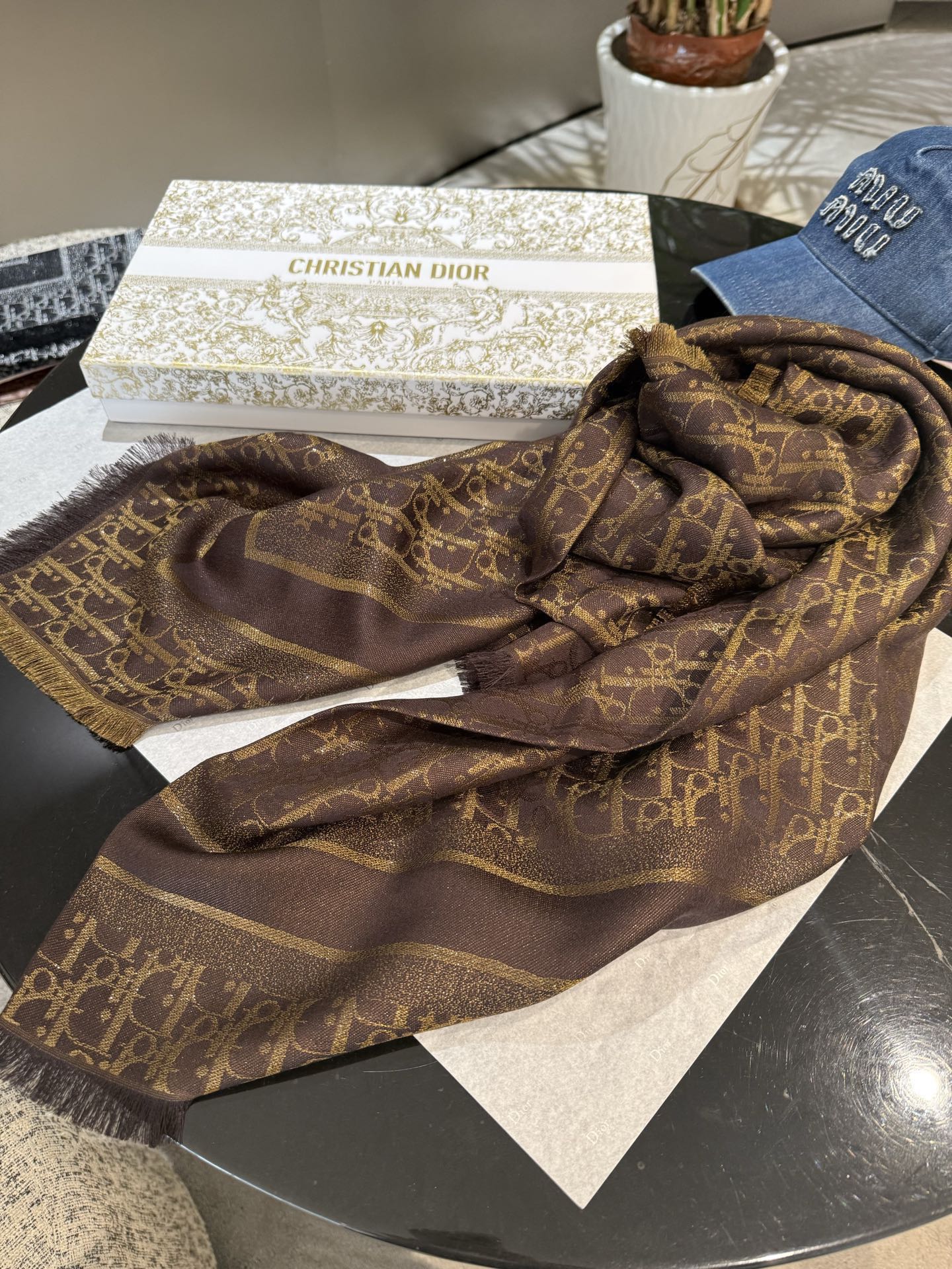 DIOR 26S SCARF 140CM IN SILK & CASHMERE 262320
