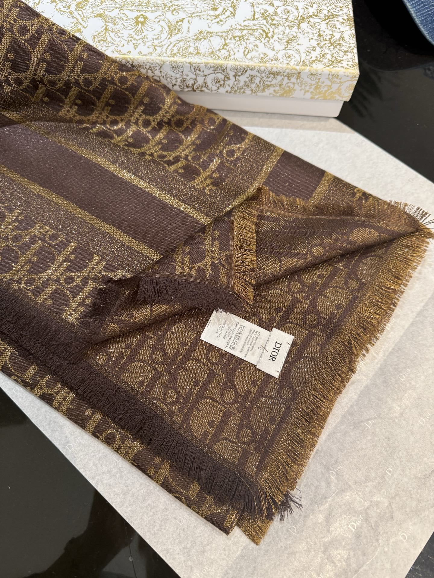DIOR 26S SCARF 140CM IN SILK & CASHMERE 262320