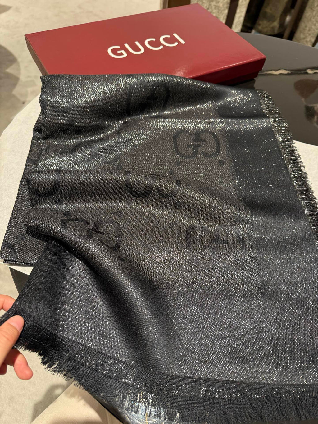 GUCCI 26S SCARF 140 IN CASHMERE AND SILK 309396