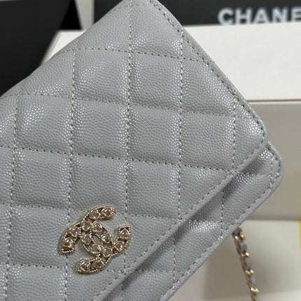 STRASS WOC ENTRUPY BAG 19 IN SPANISH GREY CALFSKIN GOLD HARDWARE