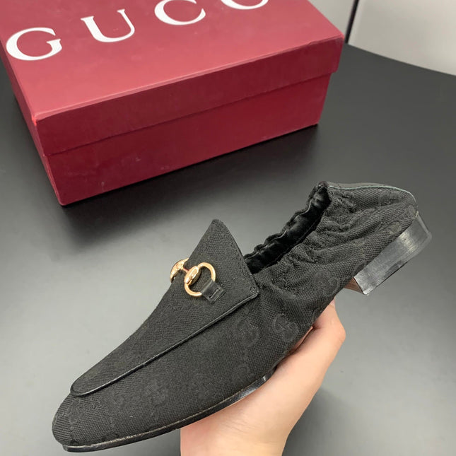 GUCCI 26S LOAFERS IN BLACK CANVAS