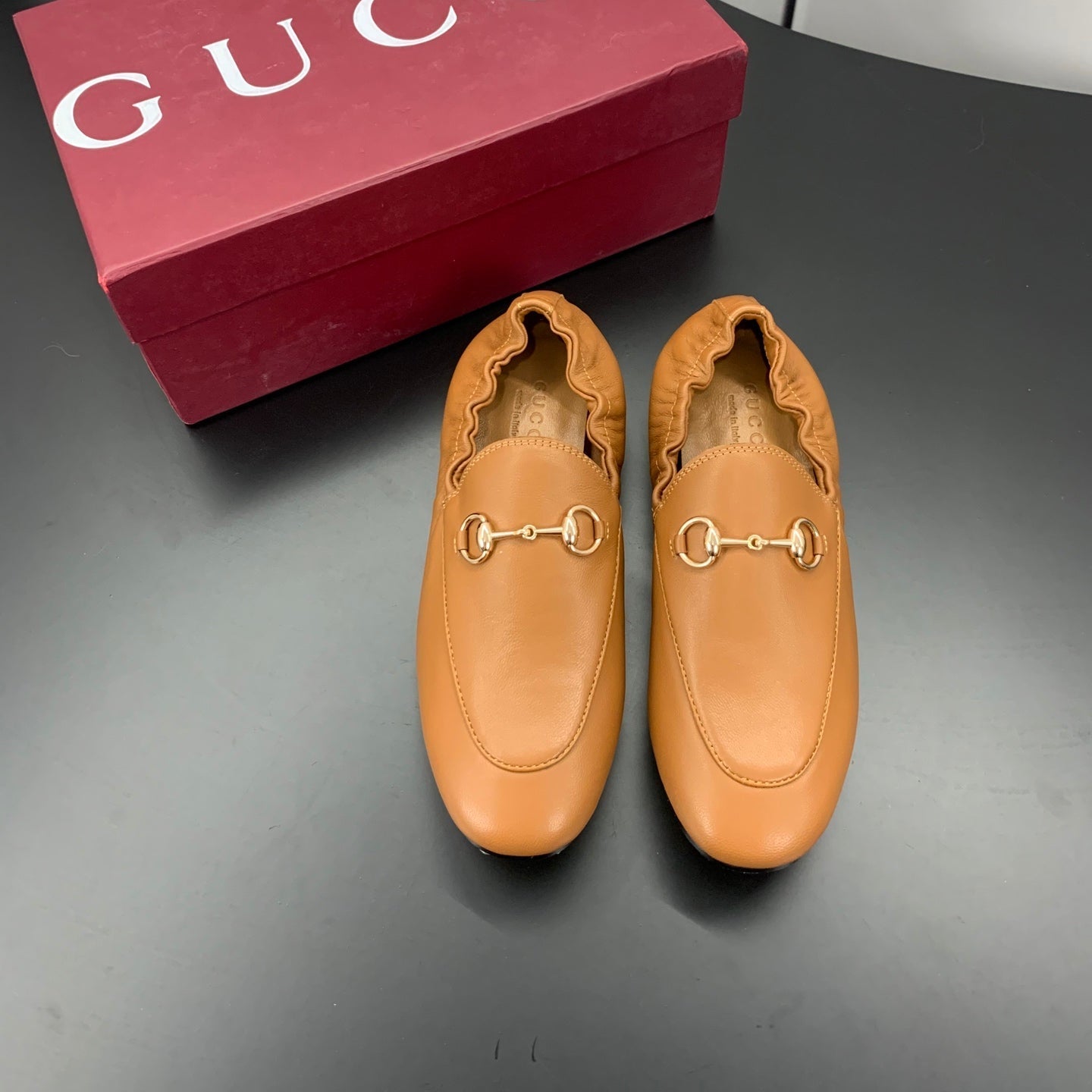 GUCCI 26S LOAFERS IN BROWN CALFSKIN