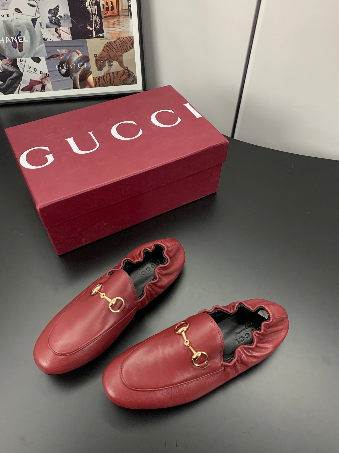 GUCCI 26S LOAFERS IN RED CALFSKIN