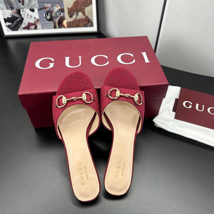 GUCCI 26S HIGH-HEELED SANDALS 50 MM IN RED CANVAS