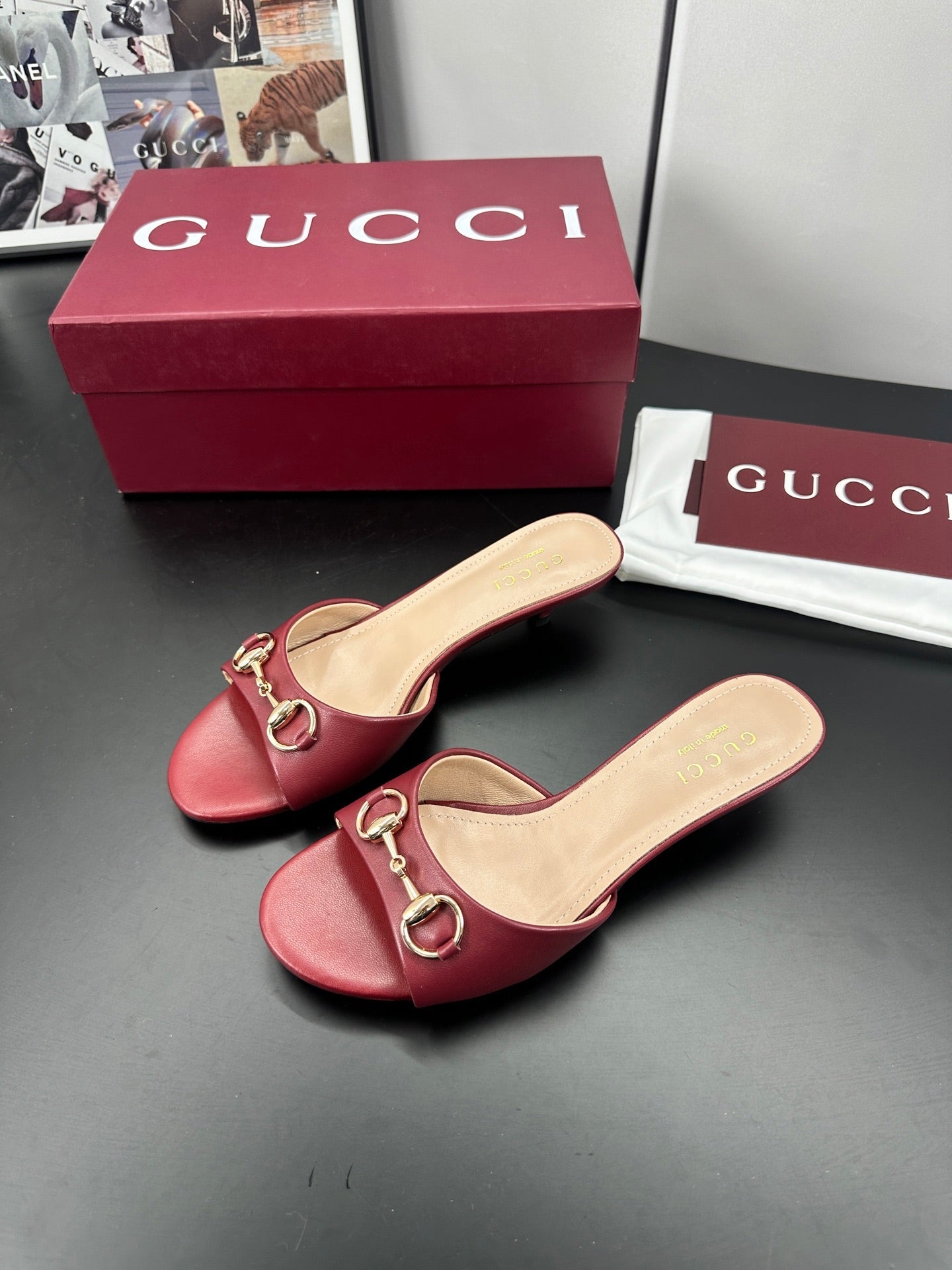 GUCCI 26S HIGH-HEELED SANDALS 50 MM IN RED CALFSKIN