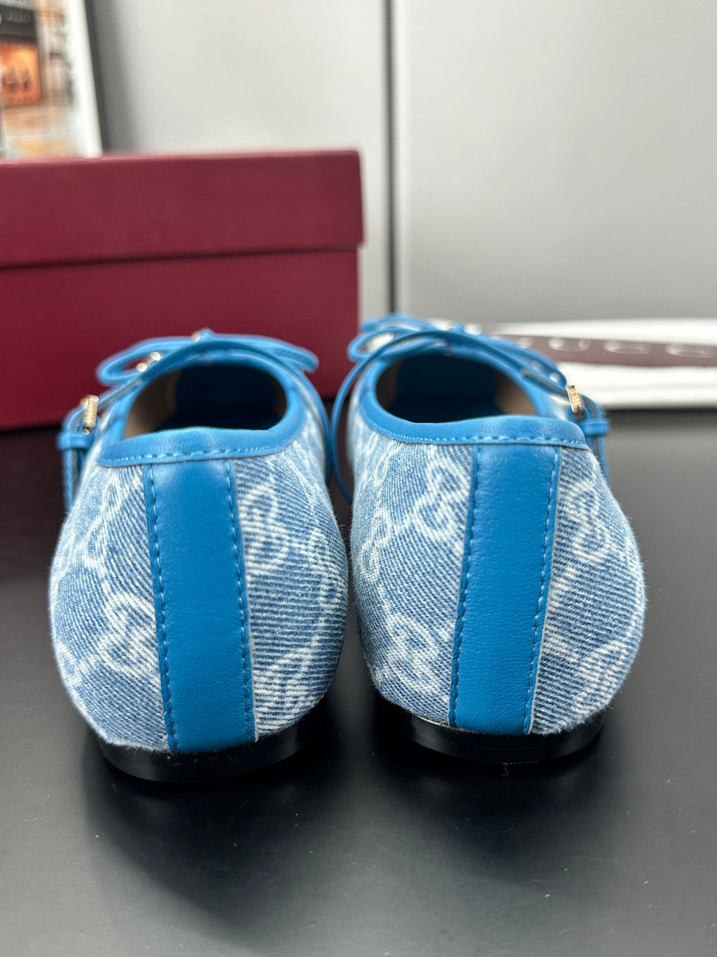 GUCCI 26S BALLET FLATS IN BLUE DENIM