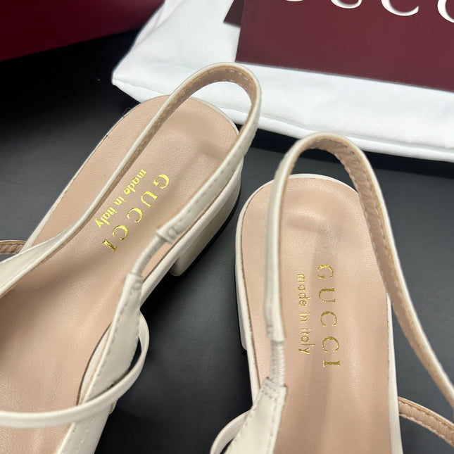 GUCCI 26S SLINGBACK 25 MM IN CREAM WHITE CALFSKIN