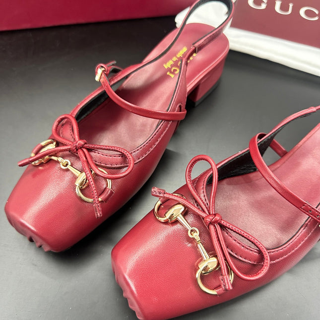 GUCCI 26S SLINGBACK 25 MM IN RED CALFSKIN