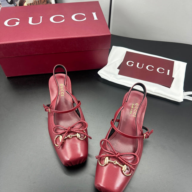 GUCCI 26S SLINGBACK 25 MM IN RED CALFSKIN