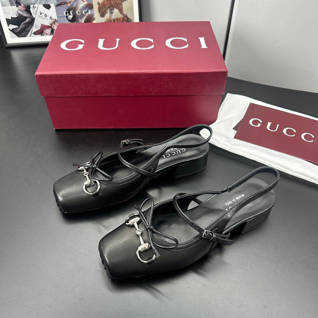 GUCCI 26S SLINGBACK 25 MM IN BLACK CALFSKIN