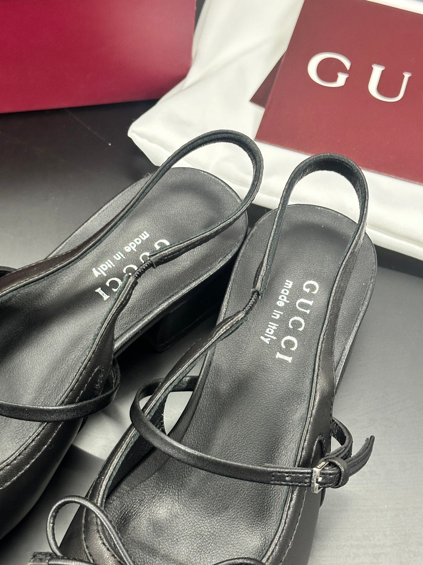 GUCCI 26S SLINGBACK 25 MM IN BLACK CALFSKIN