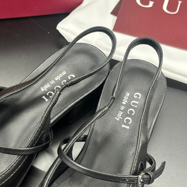 GUCCI 26S SLINGBACK 25 MM IN BLACK CALFSKIN