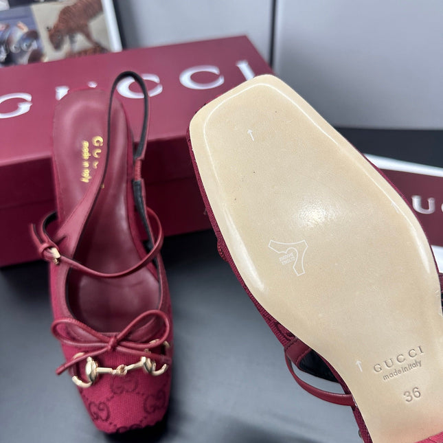 GUCCI 26S SLINGBACK 25 MM IN RED CANVAS