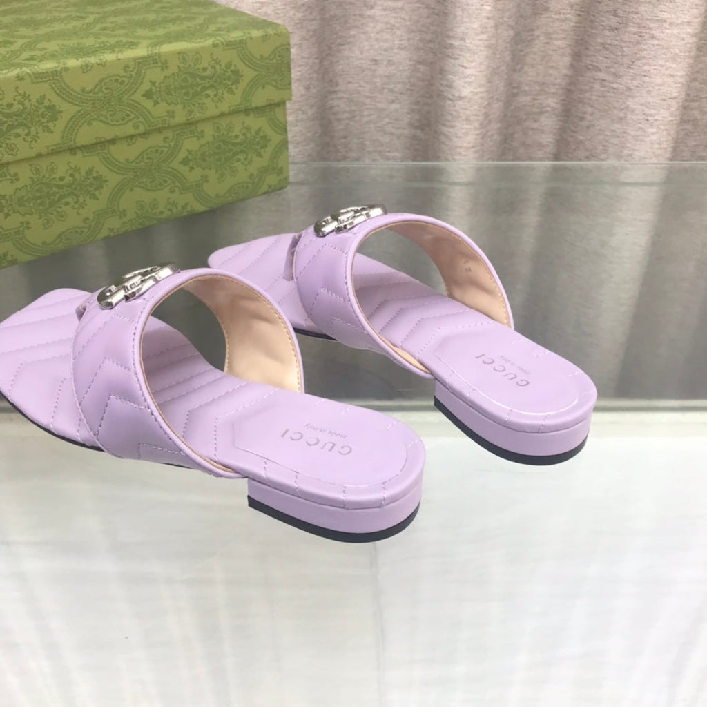 GG  marmont logo - embellished mattelasse leather sandal in purple