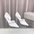 JIMMY CHOO 26S HIGH HEELS 85 MM IN WHITE LACE PEARL-EMBELLISHED
