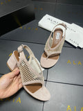 ALAIA 26S MESH THONG HEELS 55 MM IN BEIGE SUEDE