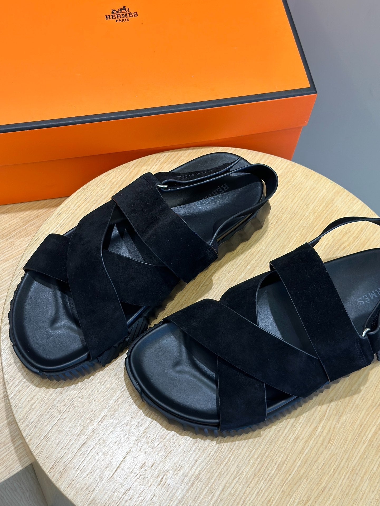 HM ELECTRIC SANDAL BLACK SUEDE AND CALFSKIN