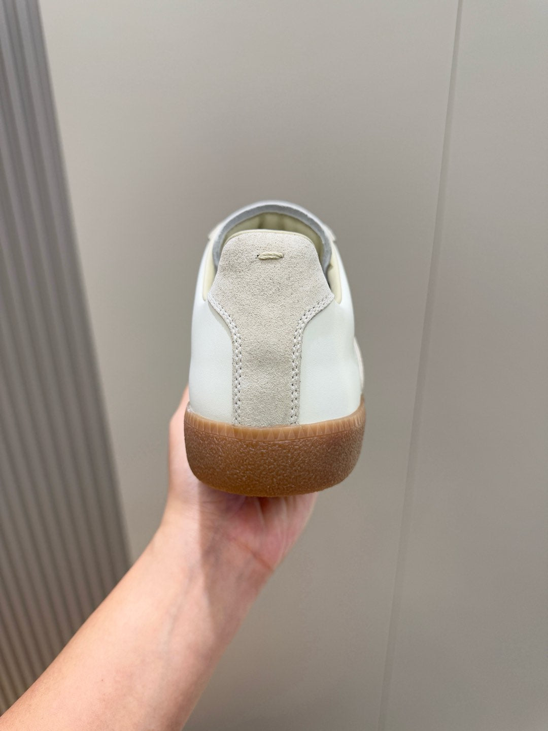 MM SNEAKER IN WHITE SUEDE GREY PATCHWORK CALFSKIN