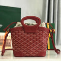 GOYA 26S BELUGA MINI BAG 23CM IN DARK RED GOYARDINE CANVAS AND CALFSKIN