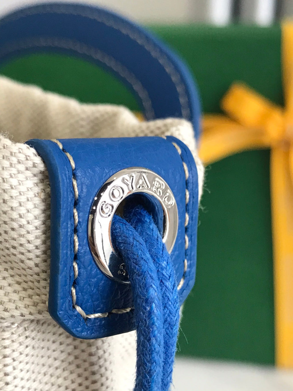 GOYA 26S BELUGA MINI BAG 23CM IN BLUE GOYARDINE CANVAS AND CALFSKIN