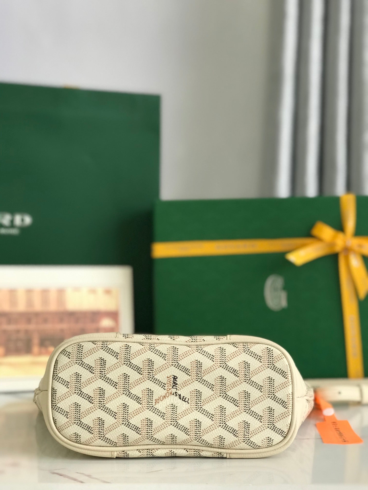 GOYA 26S BELUGA MINI BAG 23CM IN IVORY WHITE GOYARDINE CANVAS AND CALFSKIN