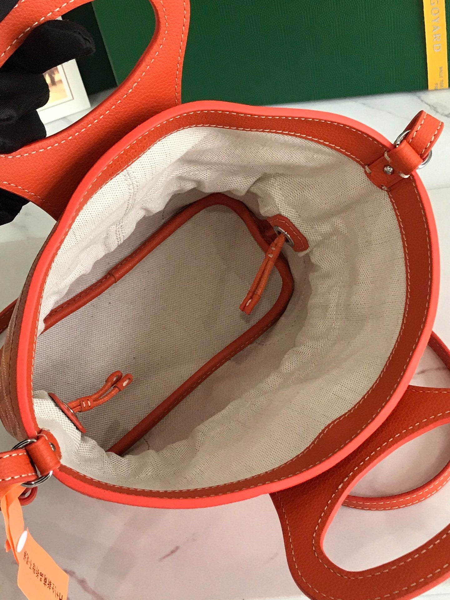GOYA 26S BELUGA MINI BAG 23CM IN RED ORANGE GOYARDINE CANVAS AND CALFSKIN