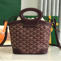 GOYA 26S BELUGA MINI BAG 23CM IN BURGUNDY BROWN GOYARDINE CANVAS AND CALFSKIN