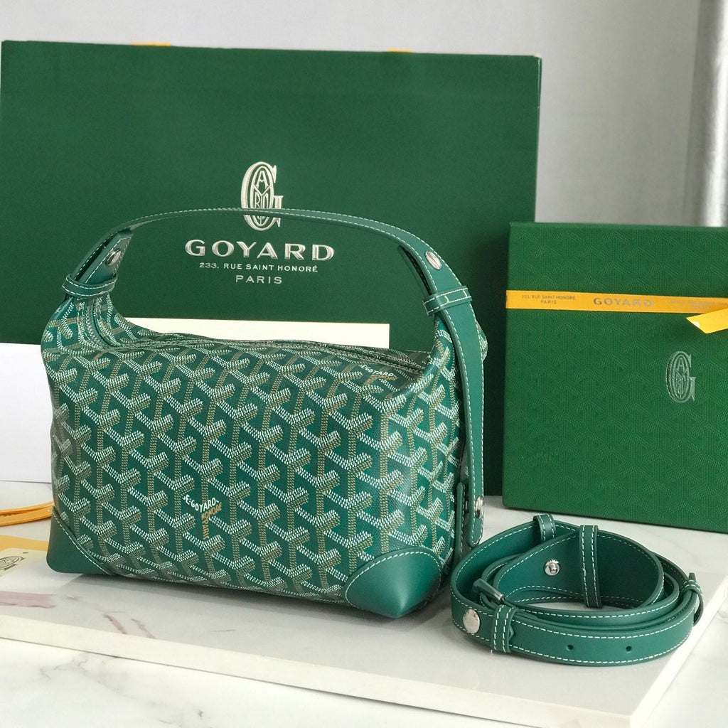 GOYA 26S BOEING 25CM IN DARK GREEN GOYARDINE CANVAS AND CALFSKIN