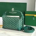 GOYA 26S BOEING 25CM IN DARK GREEN GOYARDINE CANVAS AND CALFSKIN