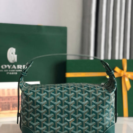 GOYA 26S BOEING 25CM IN DARK GREEN GOYARDINE CANVAS AND CALFSKIN