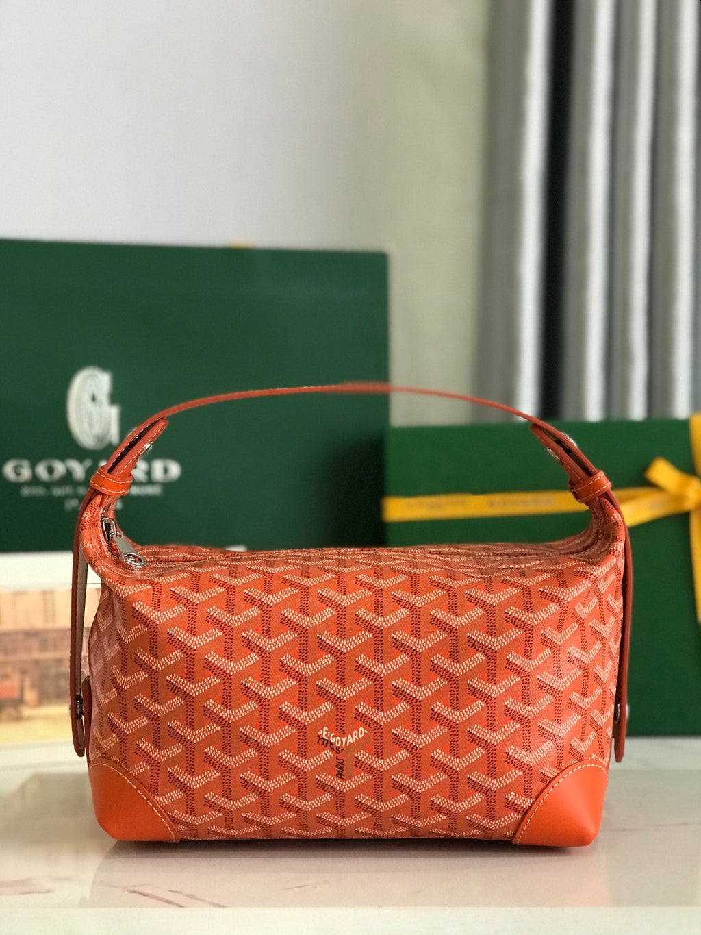 GOYA 26S BOEING 25CM IN ORANGE GOYARDINE CANVAS AND CALFSKIN