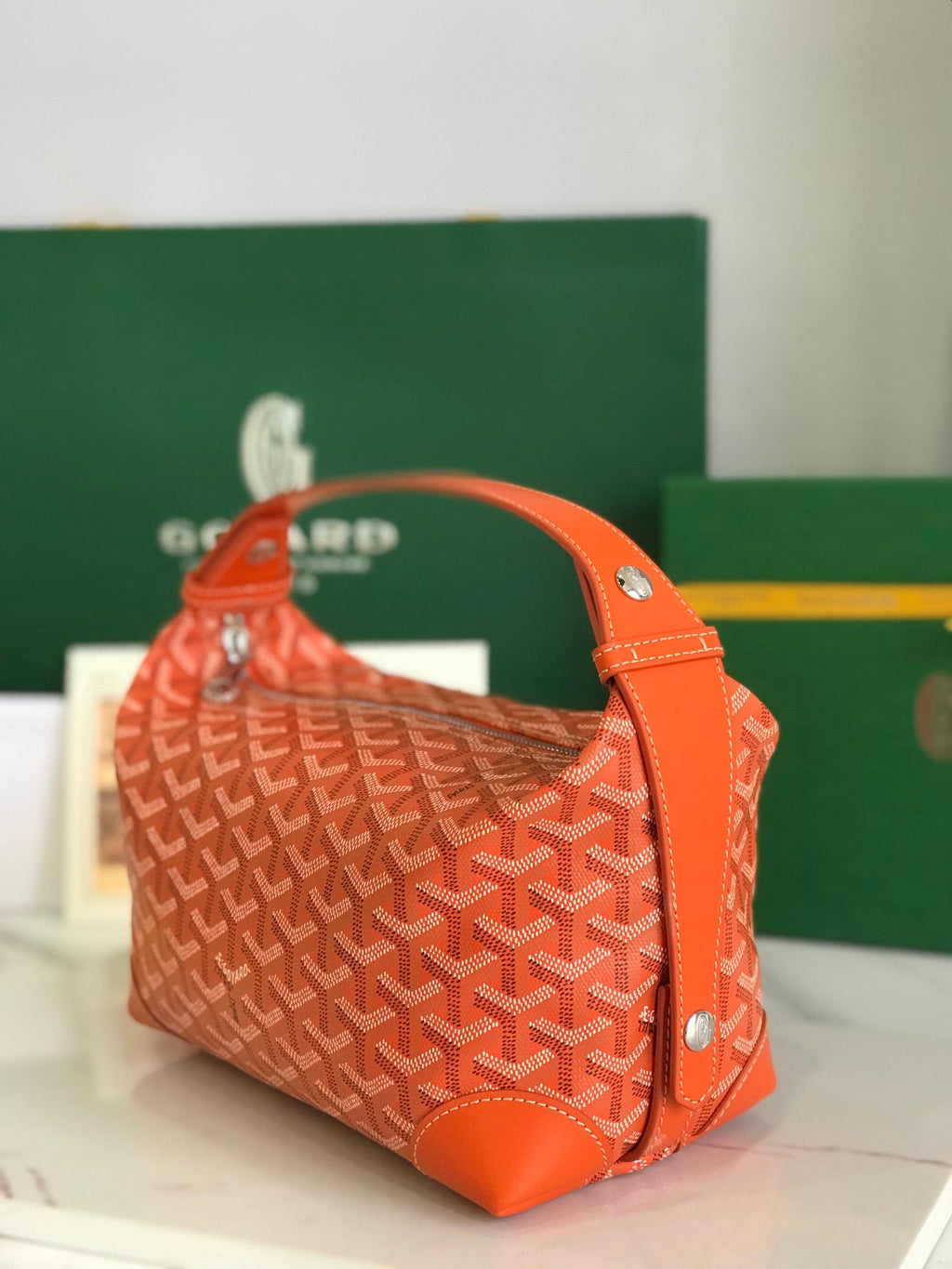 GOYA 26S BOEING 25CM IN ORANGE GOYARDINE CANVAS AND CALFSKIN