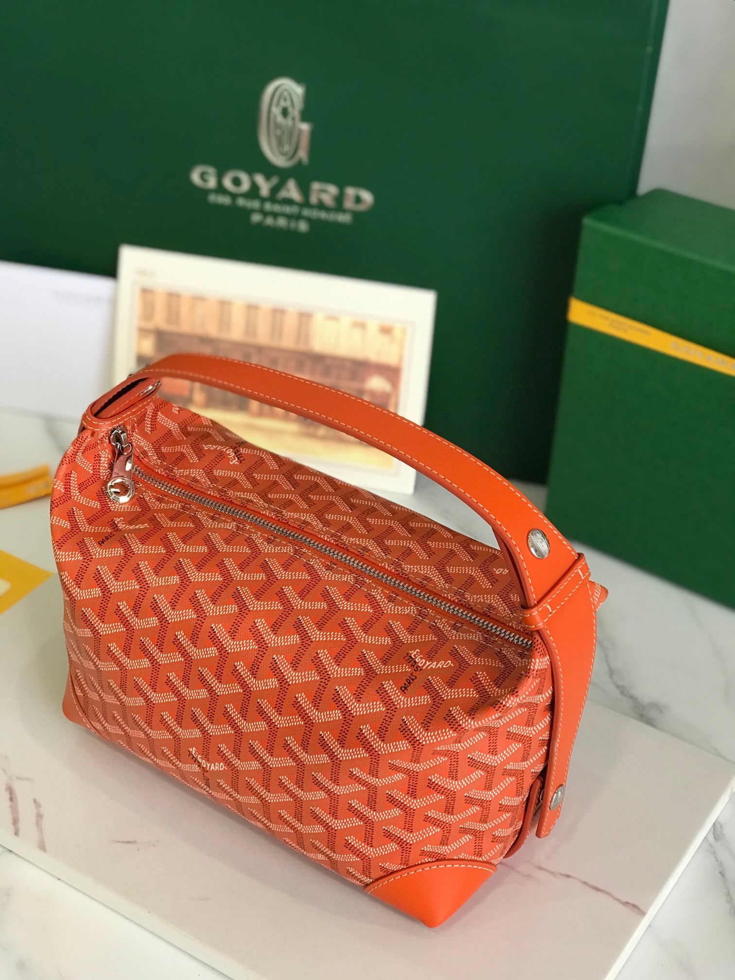 GOYA 26S BOEING 25CM IN ORANGE GOYARDINE CANVAS AND CALFSKIN
