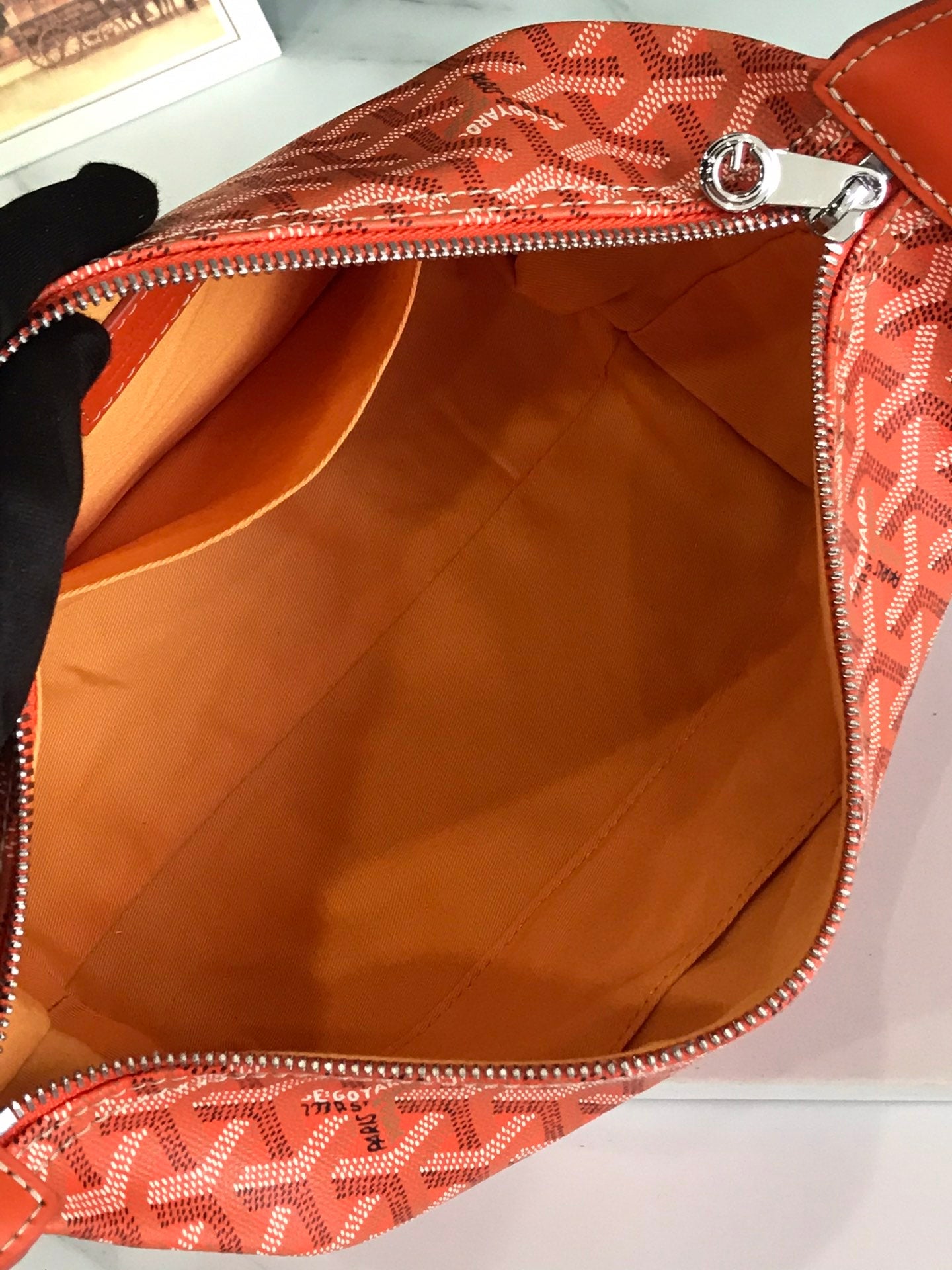GOYA 26S BOEING 25CM IN ORANGE GOYARDINE CANVAS AND CALFSKIN