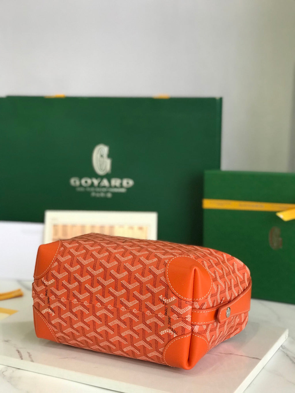 GOYA 26S BOEING 25CM IN ORANGE GOYARDINE CANVAS AND CALFSKIN