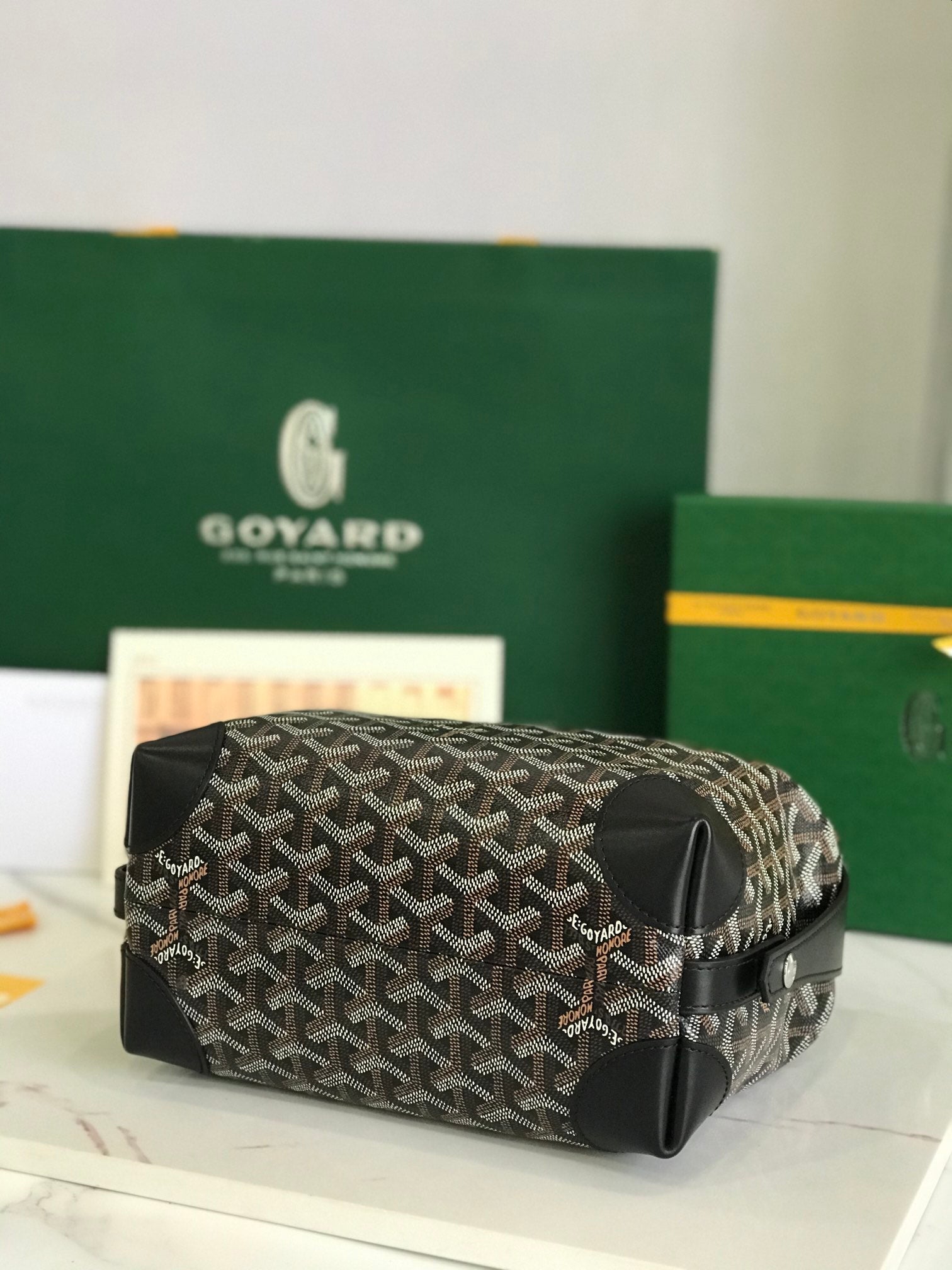 GOYA 26S BOEING 25CM IN BLACK GOYARDINE CANVAS AND CALFSKIN