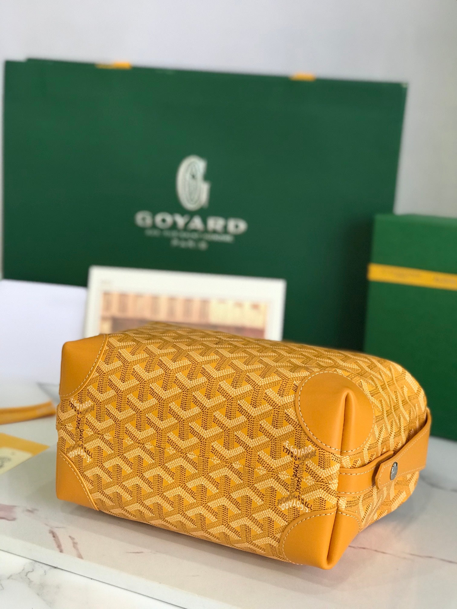 GOYA 26S BOEING 25CM IN HONEY YELLOW GOYARDINE CANVAS AND CALFSKIN