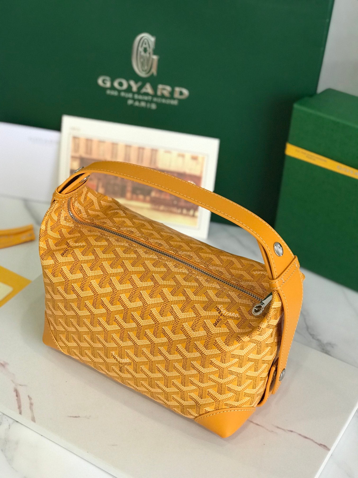 GOYA 26S BOEING 25CM IN HONEY YELLOW GOYARDINE CANVAS AND CALFSKIN