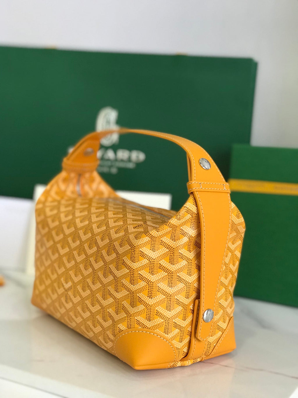 GOYA 26S BOEING 25CM IN HONEY YELLOW GOYARDINE CANVAS AND CALFSKIN