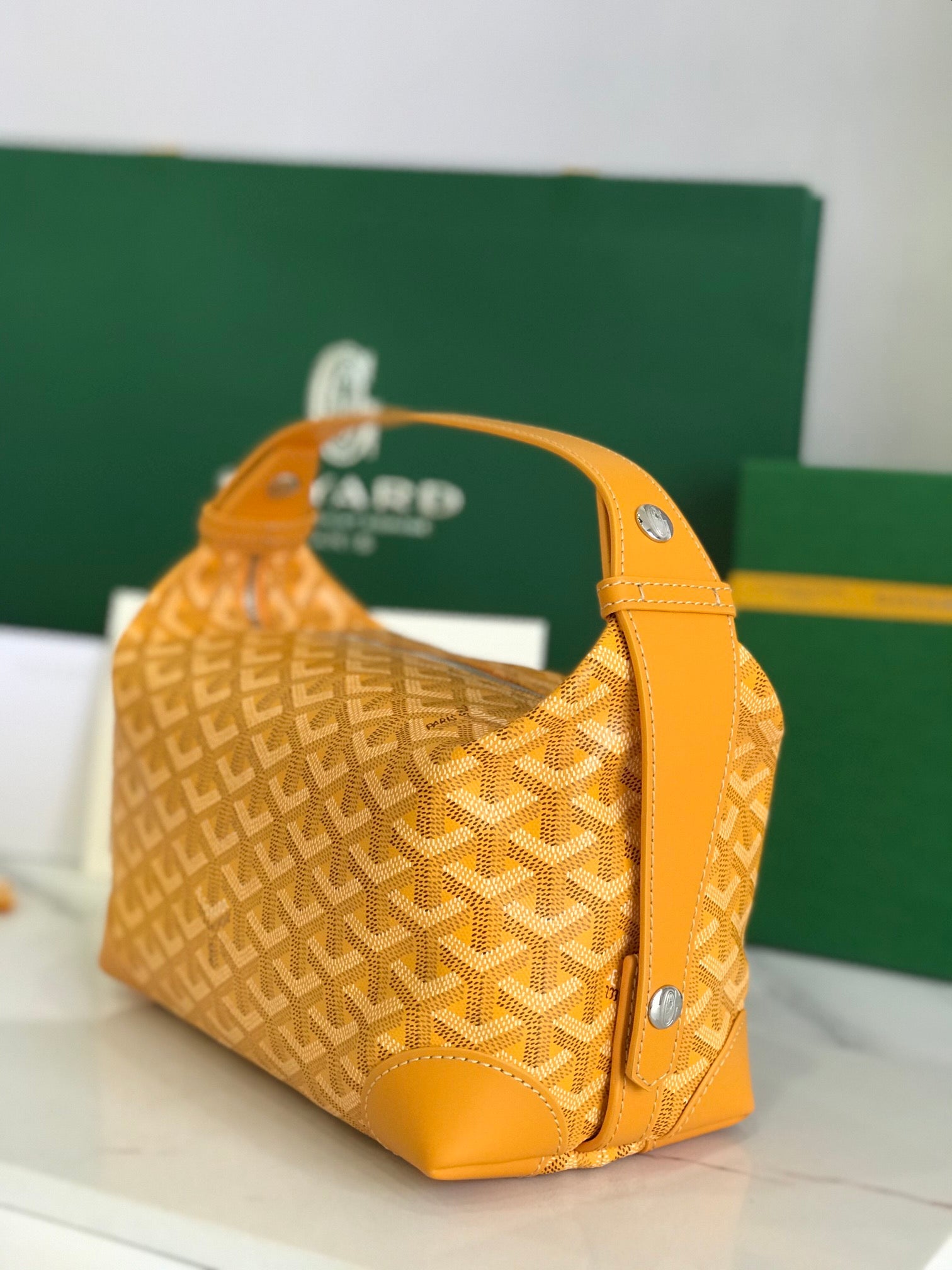GOYA 26S BOEING 25CM IN HONEY YELLOW GOYARDINE CANVAS AND CALFSKIN