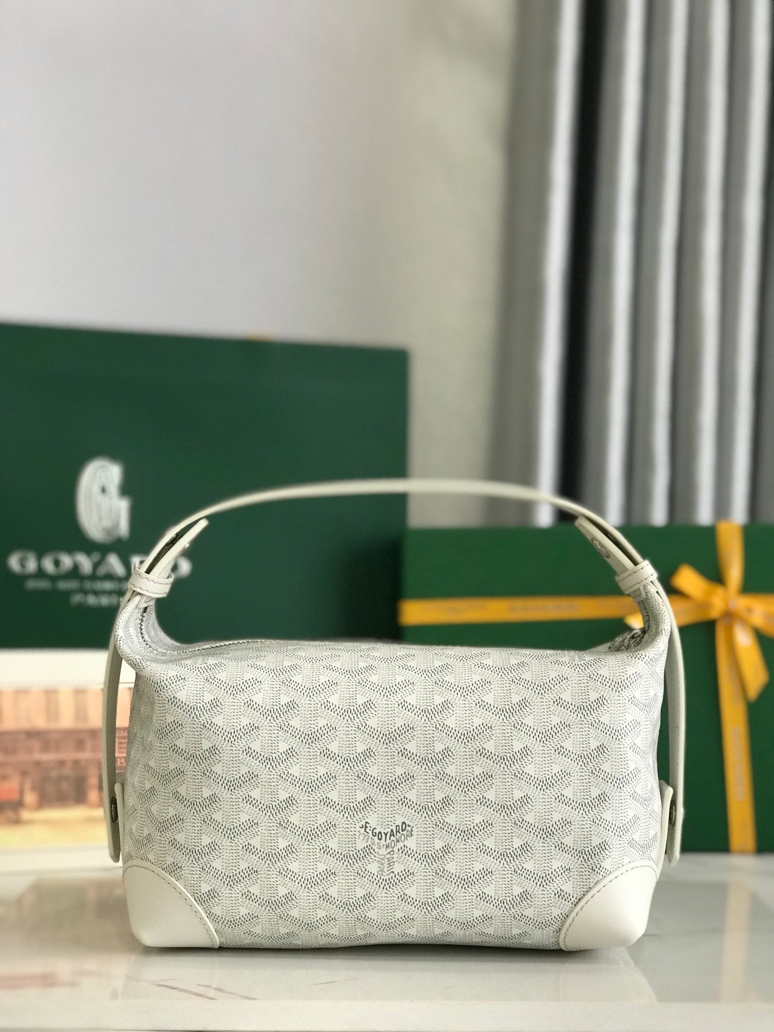 GOYA 26S BOEING 25CM IN CREAM WHITE GOYARDINE CANVAS AND CALFSKIN