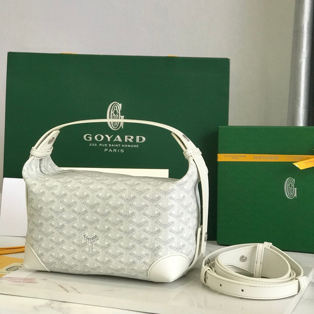 GOYA 26S BOEING 25CM IN CREAM WHITE GOYARDINE CANVAS AND CALFSKIN