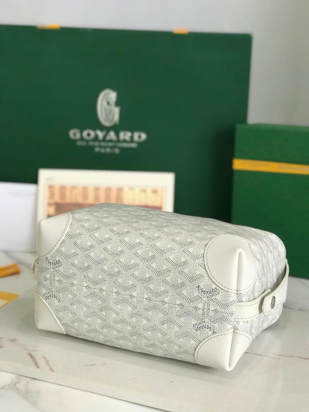 GOYA 26S BOEING 25CM IN CREAM WHITE GOYARDINE CANVAS AND CALFSKIN