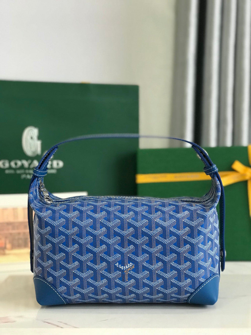 GOYA 26S BOEING 25CM IN DARK BLUE GOYARDINE CANVAS AND CALFSKIN