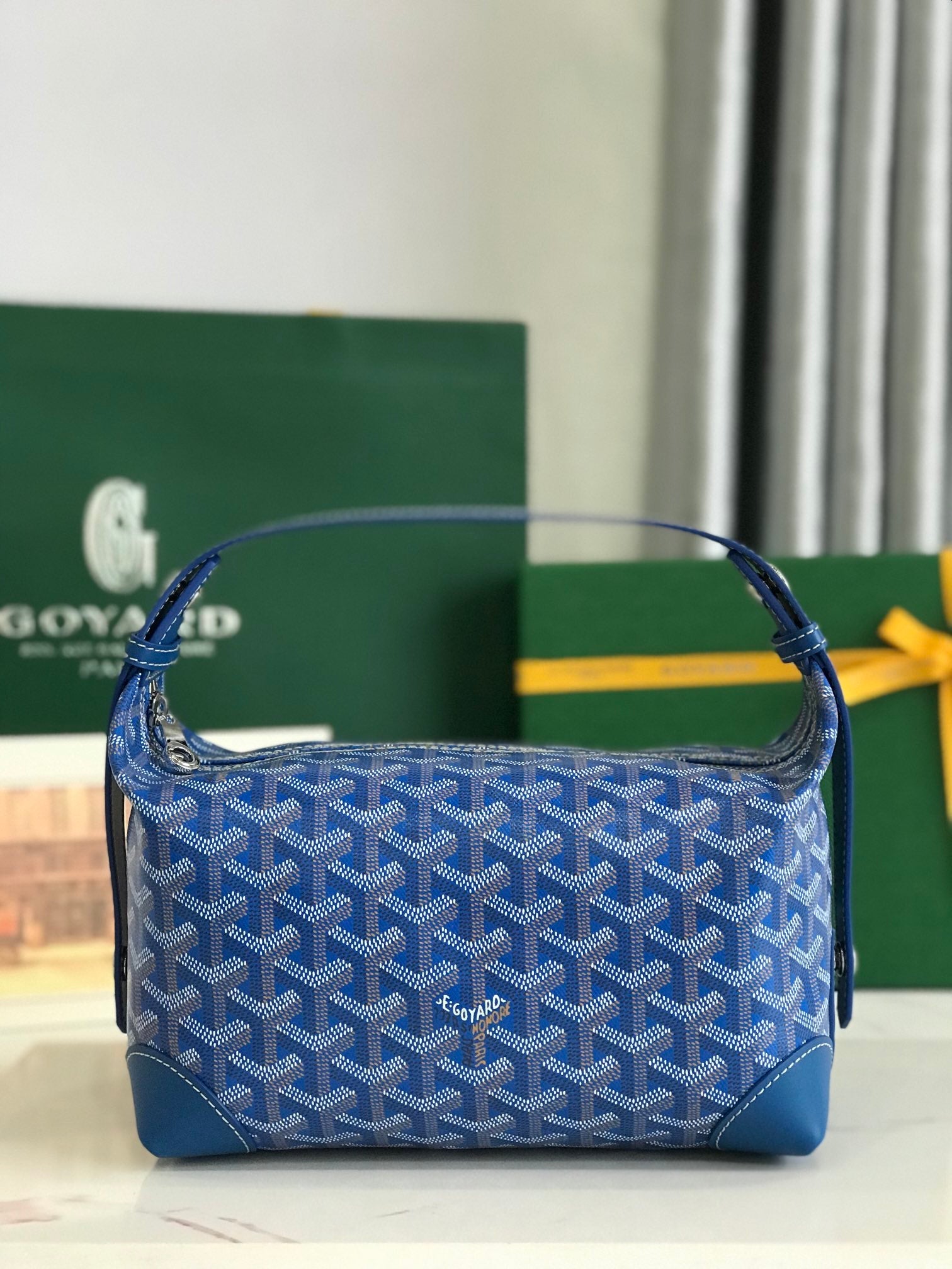 GOYA 26S BOEING 25CM IN DARK BLUE GOYARDINE CANVAS AND CALFSKIN