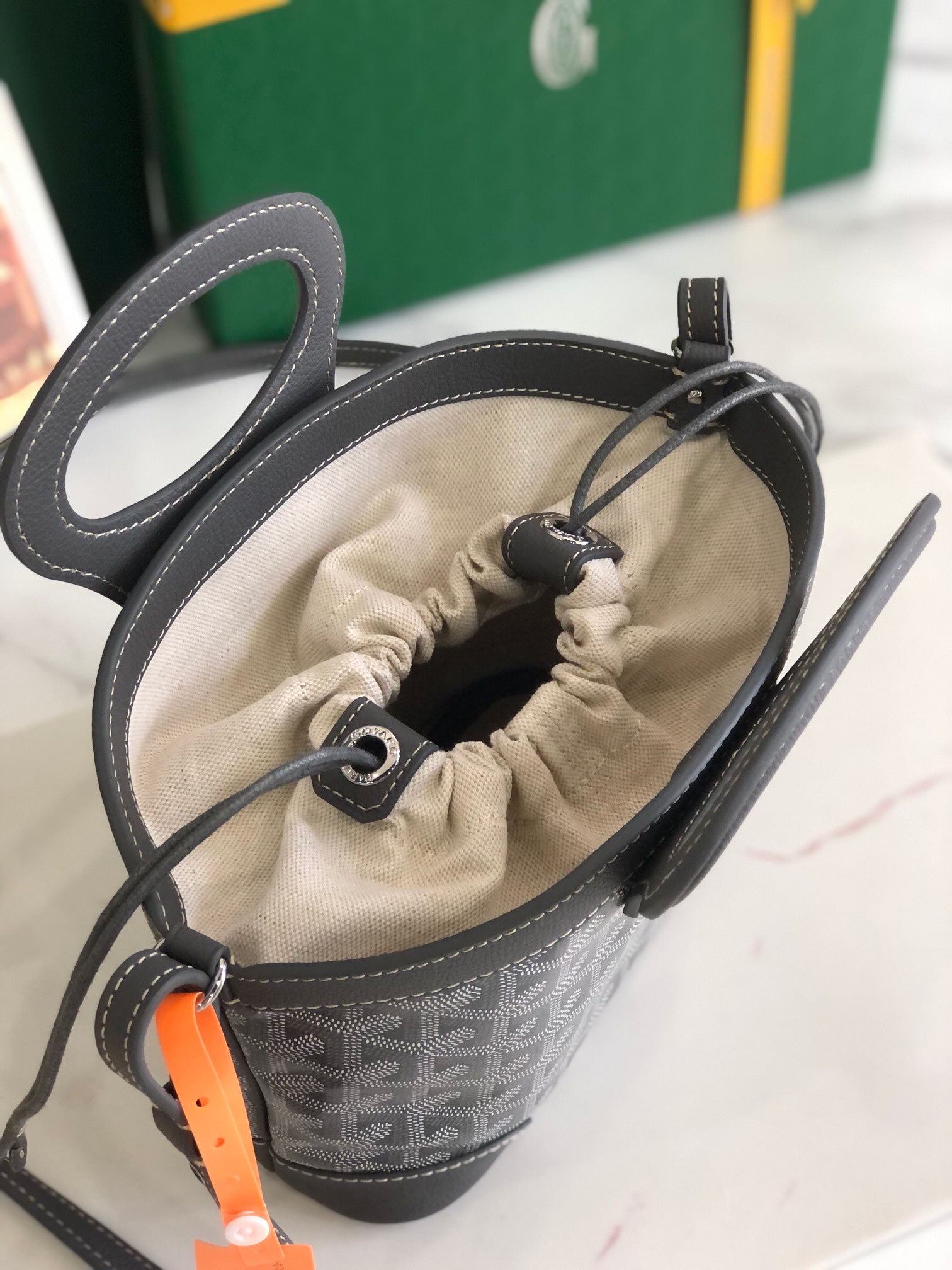 GOYA 26S BELUGA MINI BAG 23CM IN GREY GOYARDINE CANVAS AND CALFSKIN