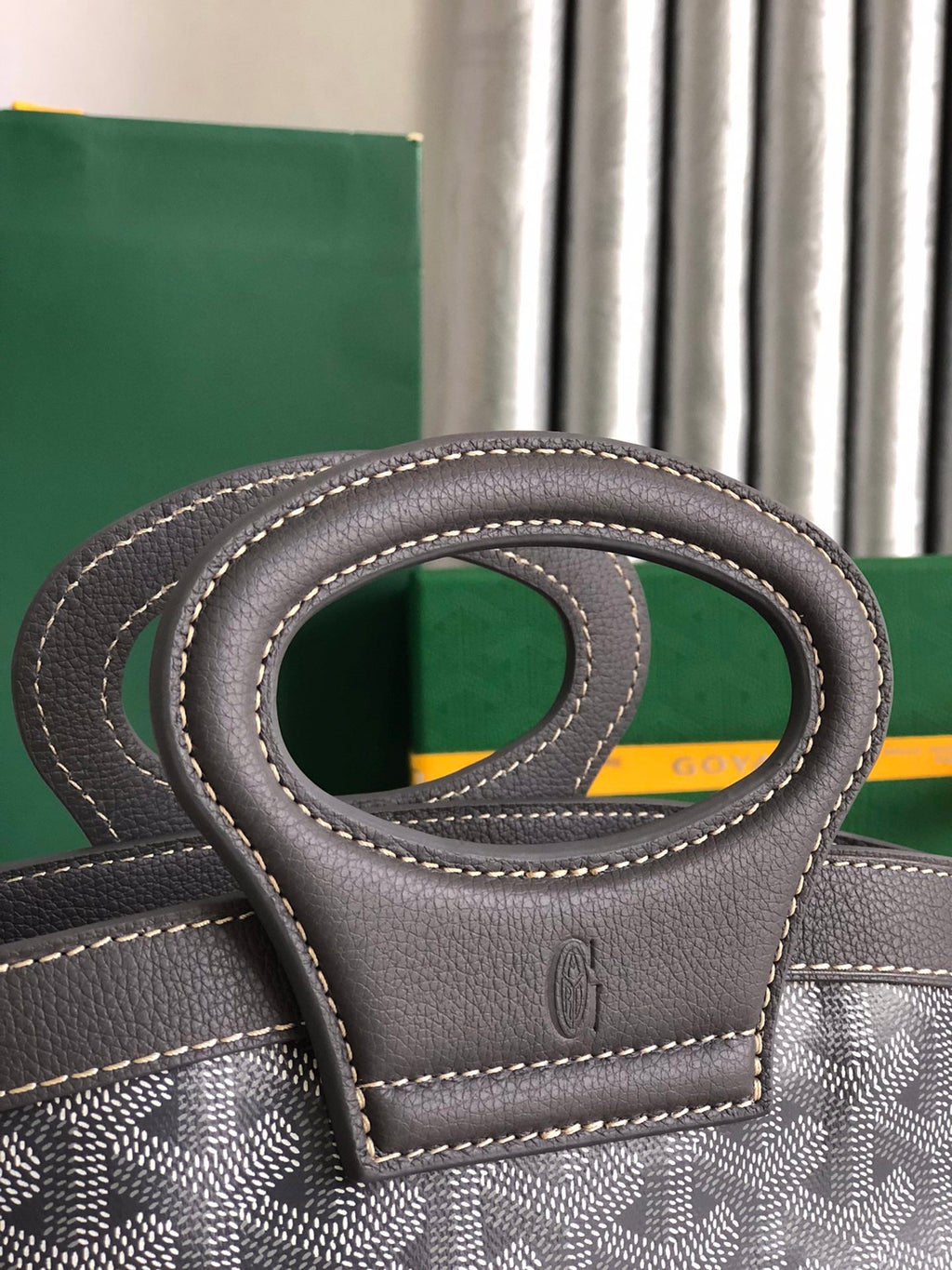 GOYA 26S BELUGA MINI BAG 23CM IN GREY GOYARDINE CANVAS AND CALFSKIN
